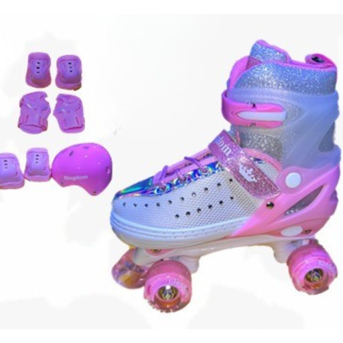 KINGDOM - PATINES 4 RUEDAS ROSA CON LUCES TALLA L 38-41