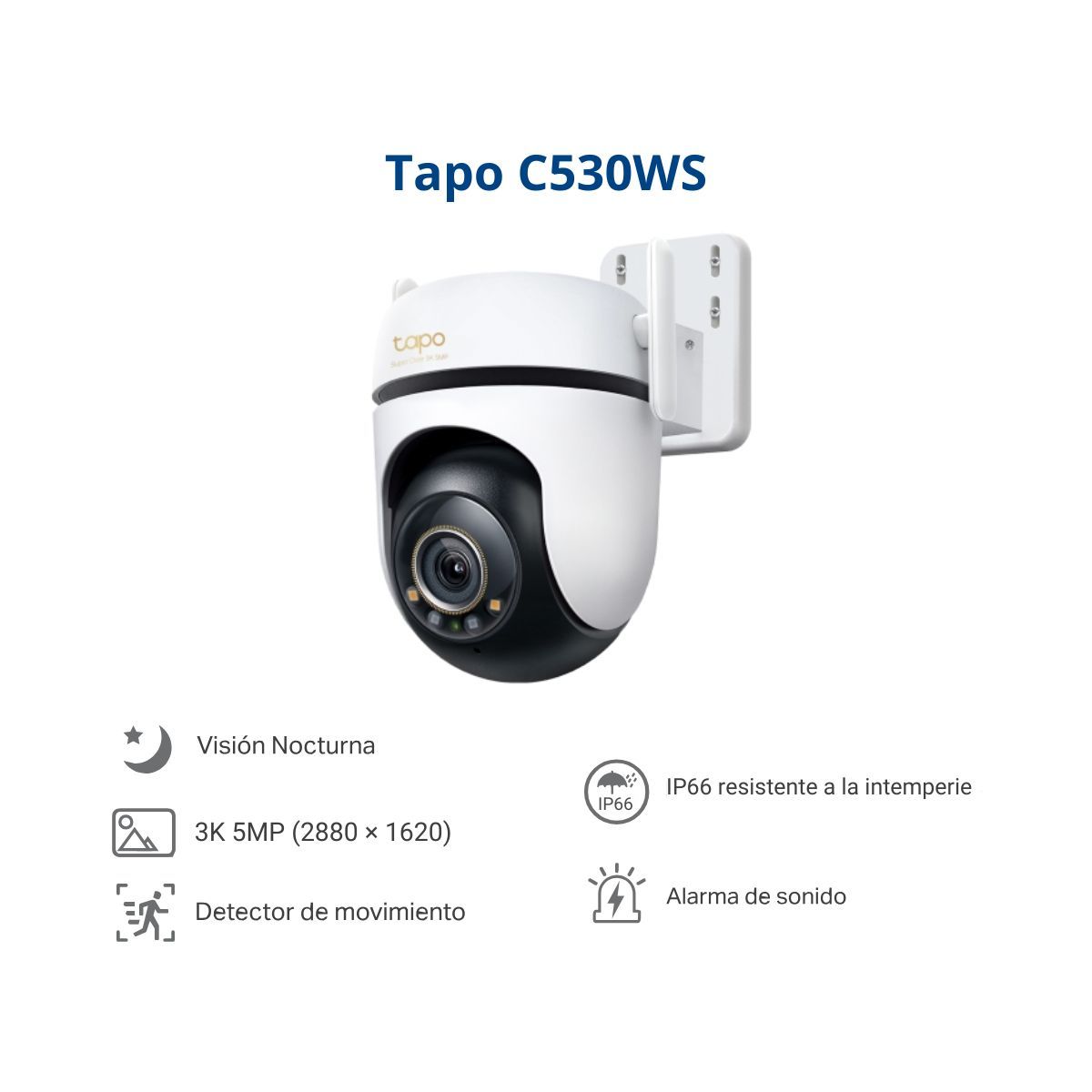 TP LINK - Cámara de Seguridad Wifi Tapo C530WS 3K 5MP + Micro SD 128GB para exterior 360°