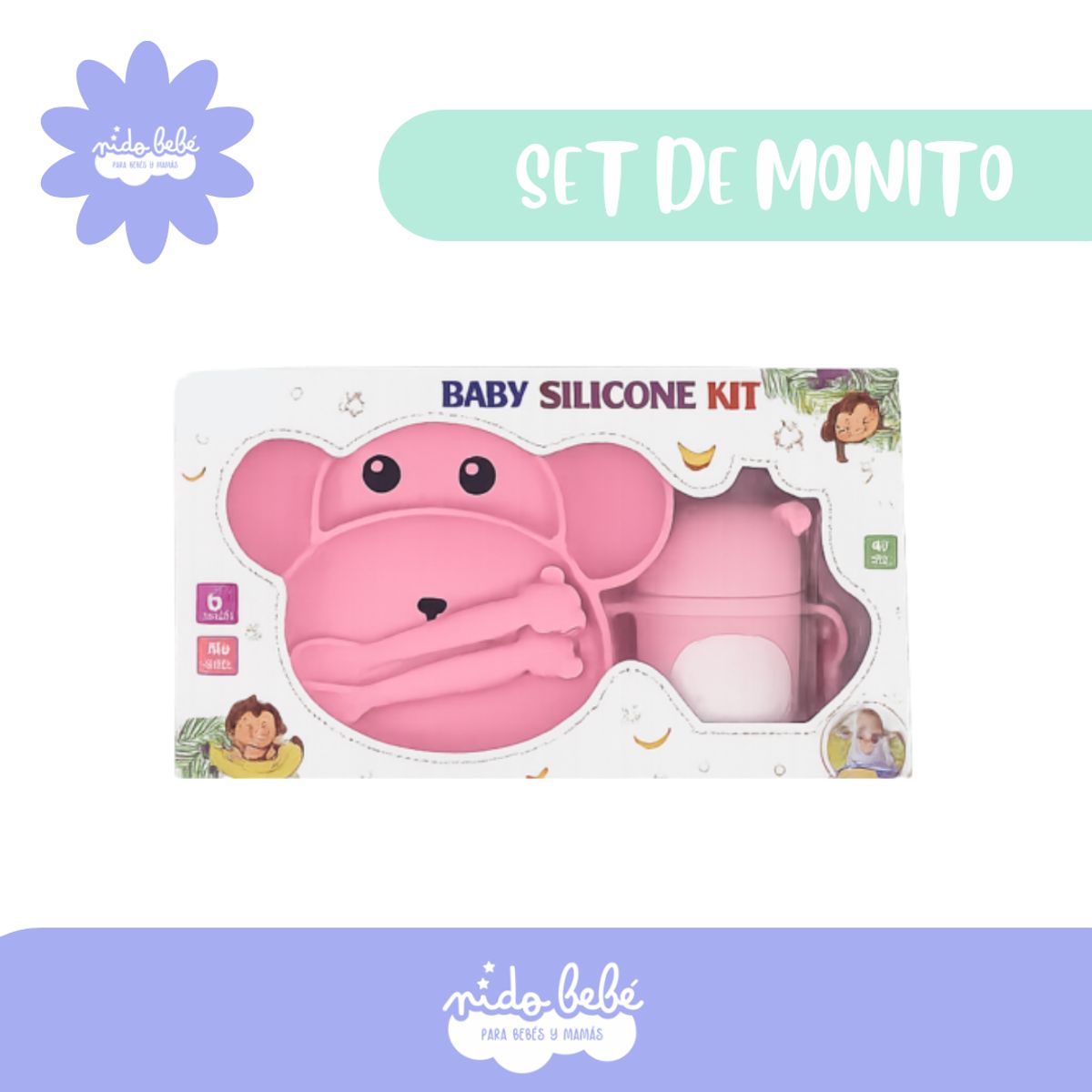 BABY - Set de alimentación Monito Celeste