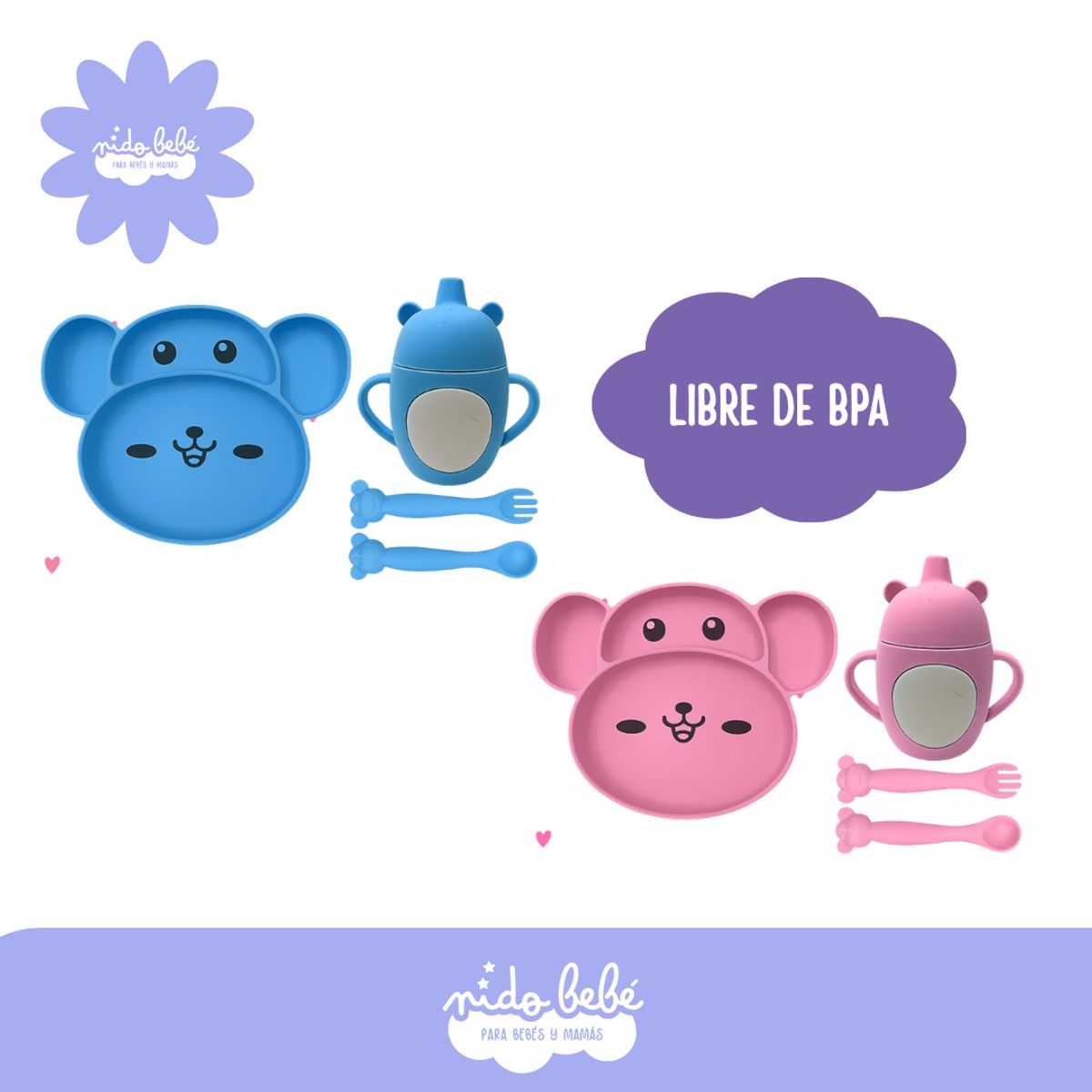 BABY - Set de alimentación Monito Celeste