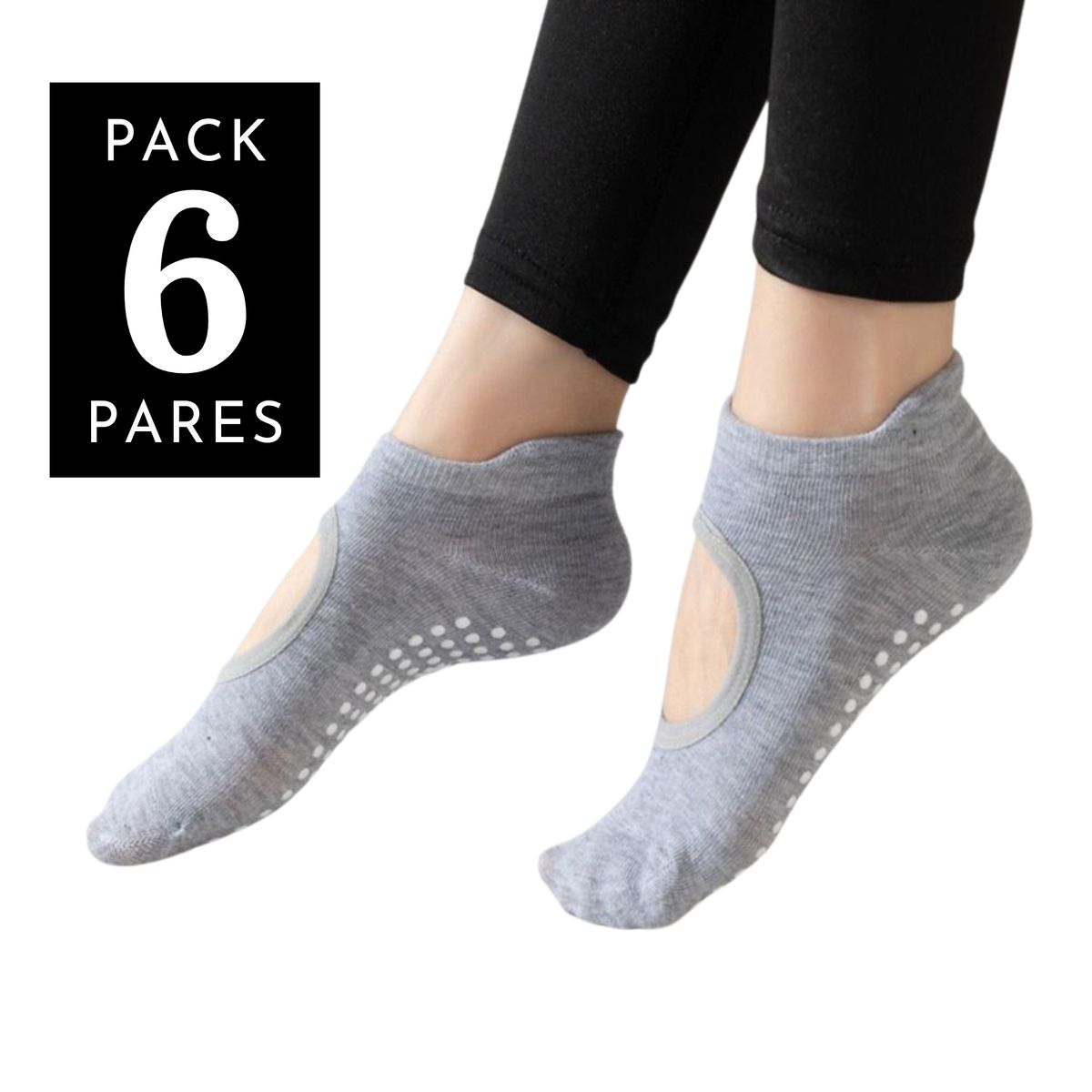 GENERICO - Medias Antideslizantes Open Top Marinera Yoga Pilates PACK 6 PARES