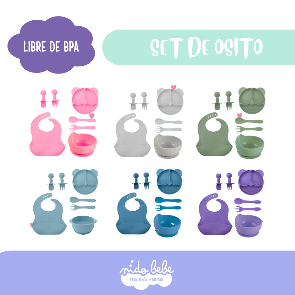 Baby - Set de alimentación Osito Morado