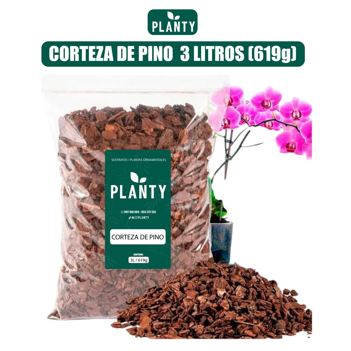 Sustrato - Corteza de Pino 3 Litros 619g, marca GENERICO - Foto Principal