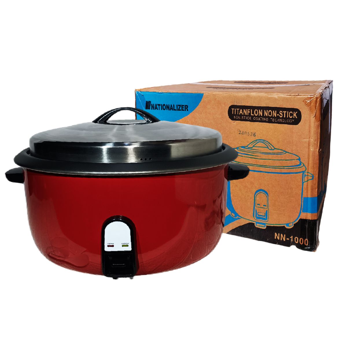 NATIONALIZER - Olla Arrocera Electrica Grande 10 Litros (60 Tazas) Nationalizer Rojo