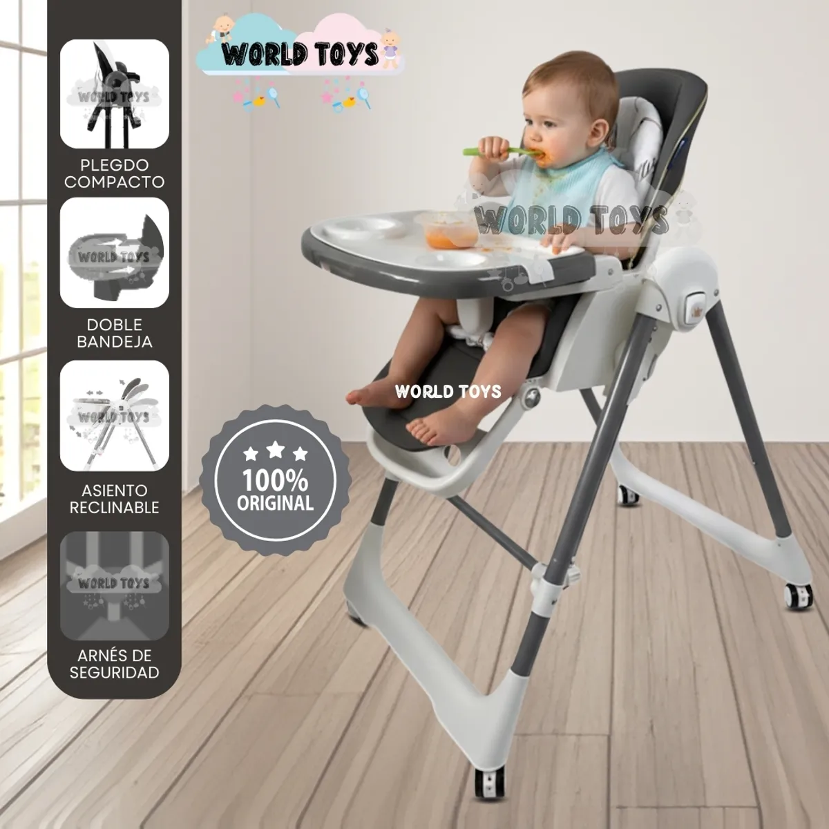 Baby - Silla de Comer Columpio 2 en 1 «KING» Edición Limitada Black