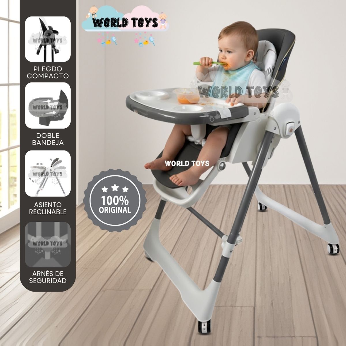 Baby - Silla de Comer Columpio 2 en 1 «KING» Edición Limitada Black
