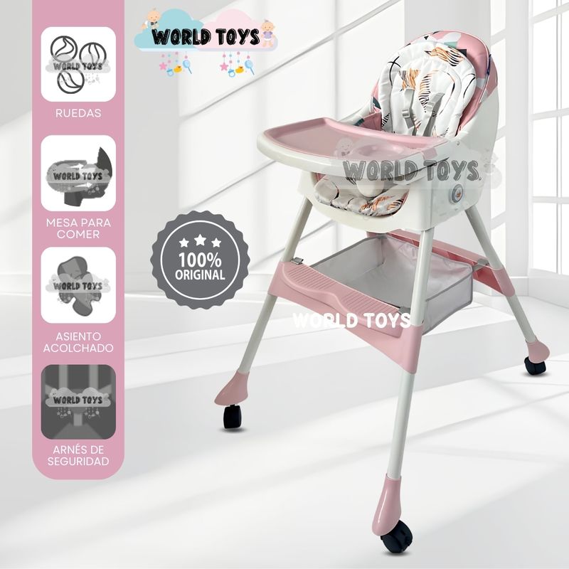 BABY - Silla de Comer Mecedora «LULU PREMIUM» de Lujo Pink