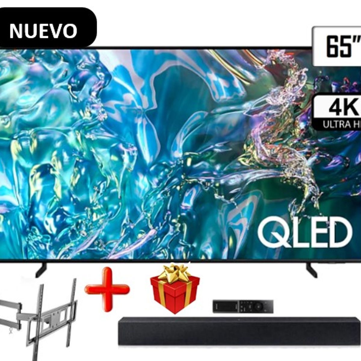 SAMSUNG - TELEVISOR SAMSUNG QLED 65 4K UHD Q60DAGXPE +SOUNDBAR SAMSUNG+RACK