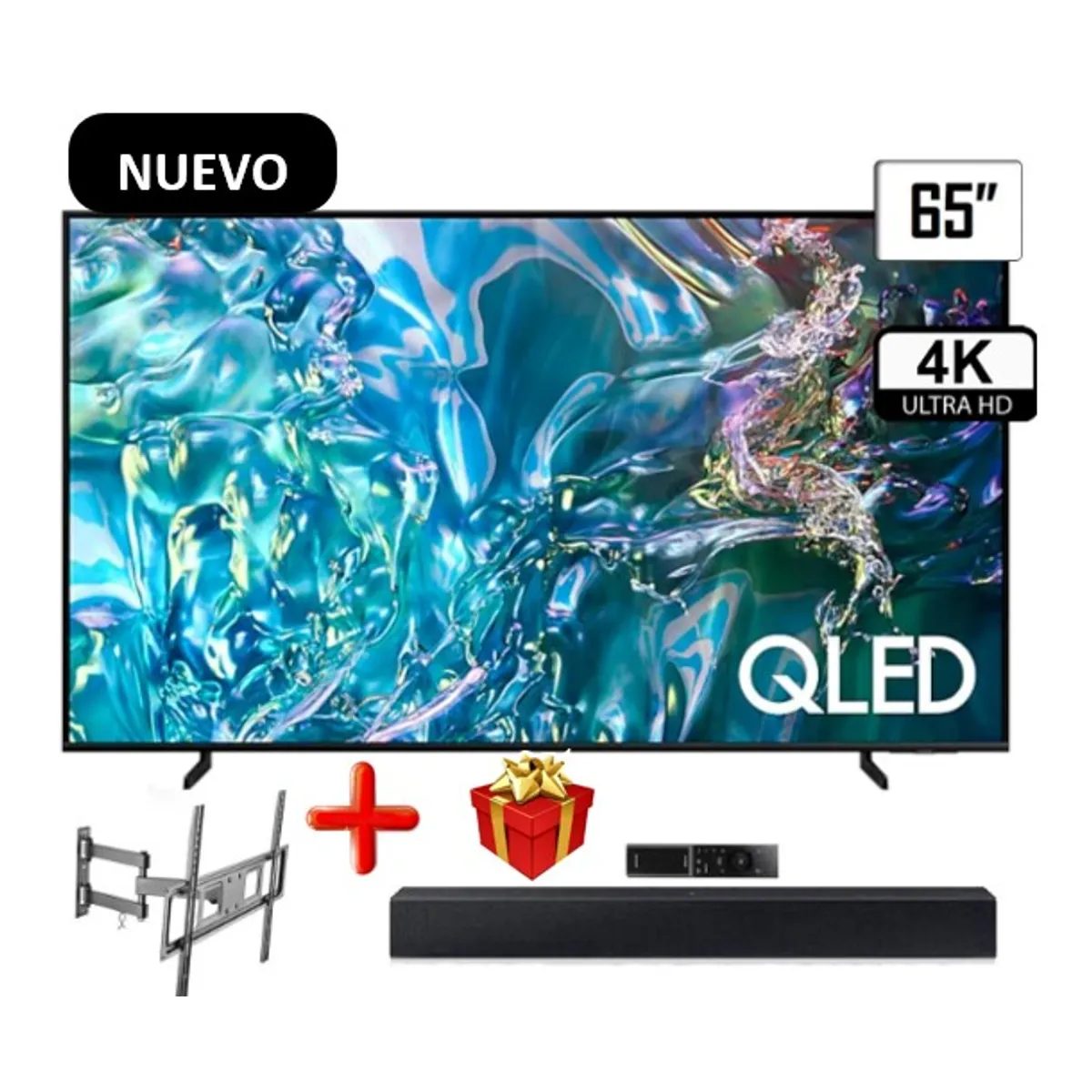 SAMSUNG - TELEVISOR SAMSUNG QLED 65 4K UHD Q60DAGXPE +SOUNDBAR SAMSUNG+RACK