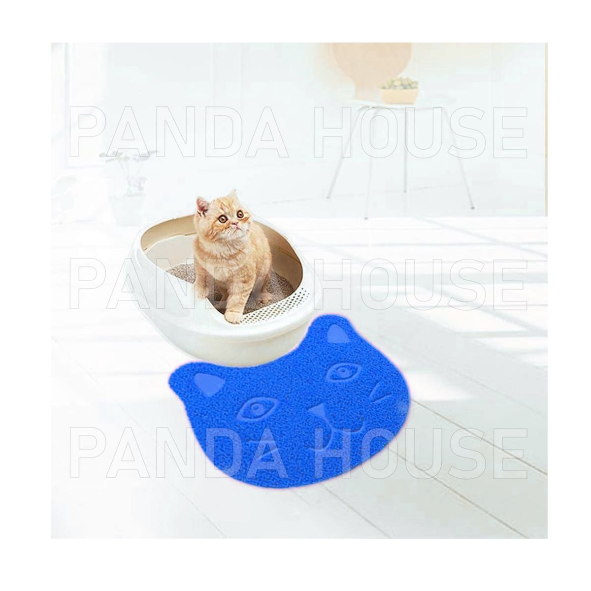 SM - TAPETE PARA MASCOTAS CON FORMA DE GATO AZUL 40X30CM