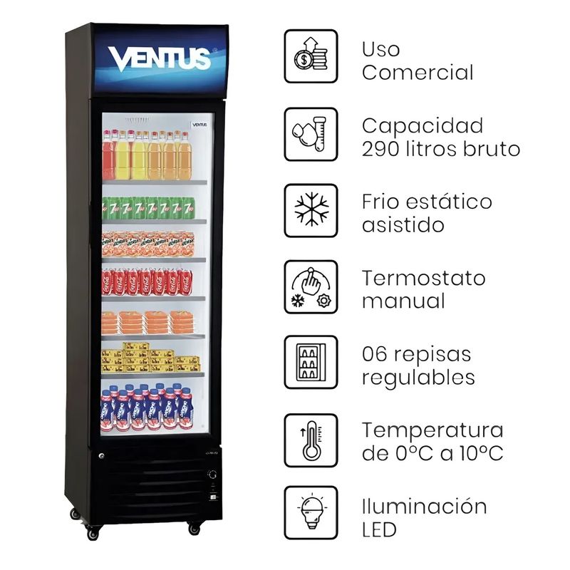 VENTUS - Visicooler Ventus De 1 Puerta De 290 Lt - Para Negocio