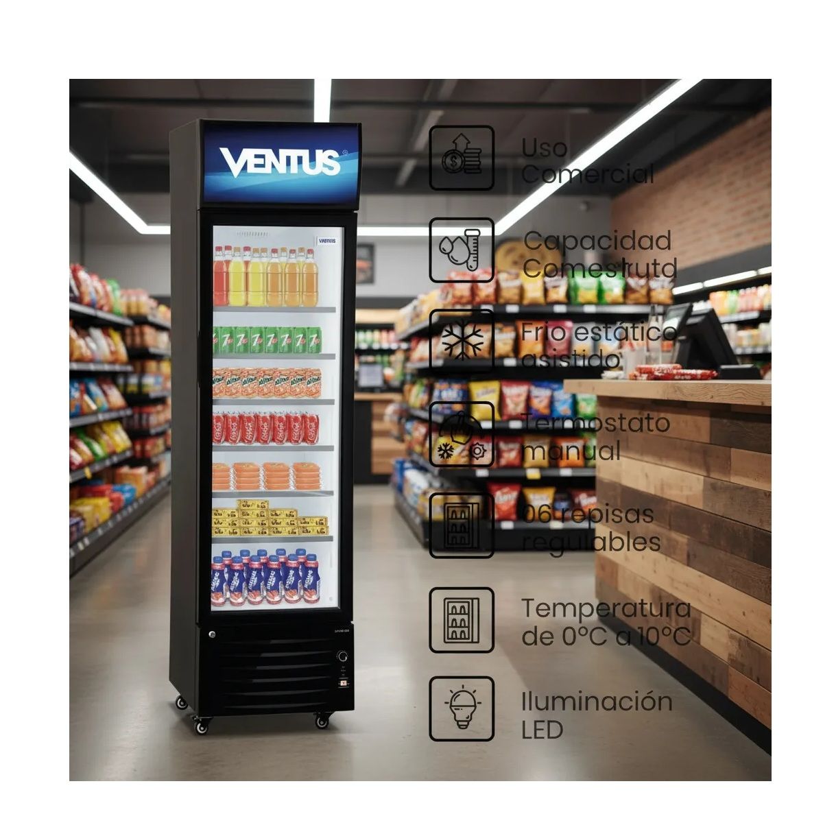 VENTUS - Visicooler Ventus De 1 Puerta De 290 Lt - Para Negocio