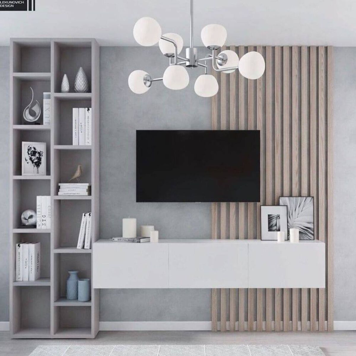 TU MESITA - Centro de TV Flotante Mei Color RovereGrisBlanco TU MESITA