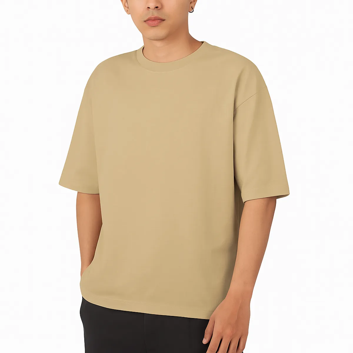 HOLGU - Polo Oversize Hombre Algodon Color Beige