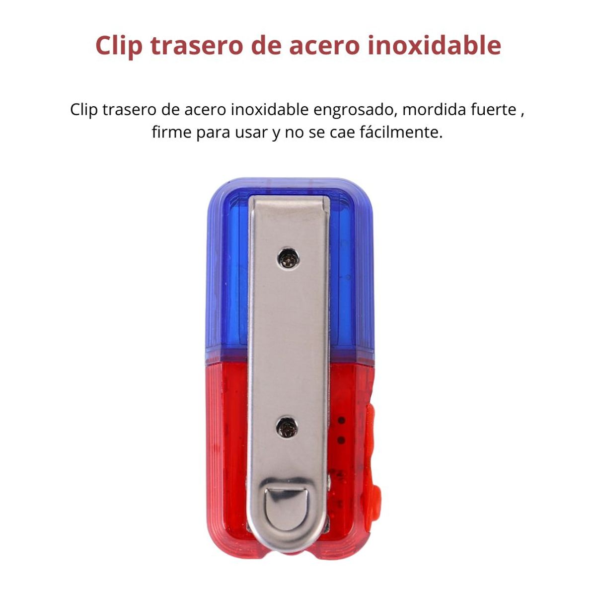 GENERICO - Luz de Advertencia LED Roja Azul Recargable IP66 con Clip