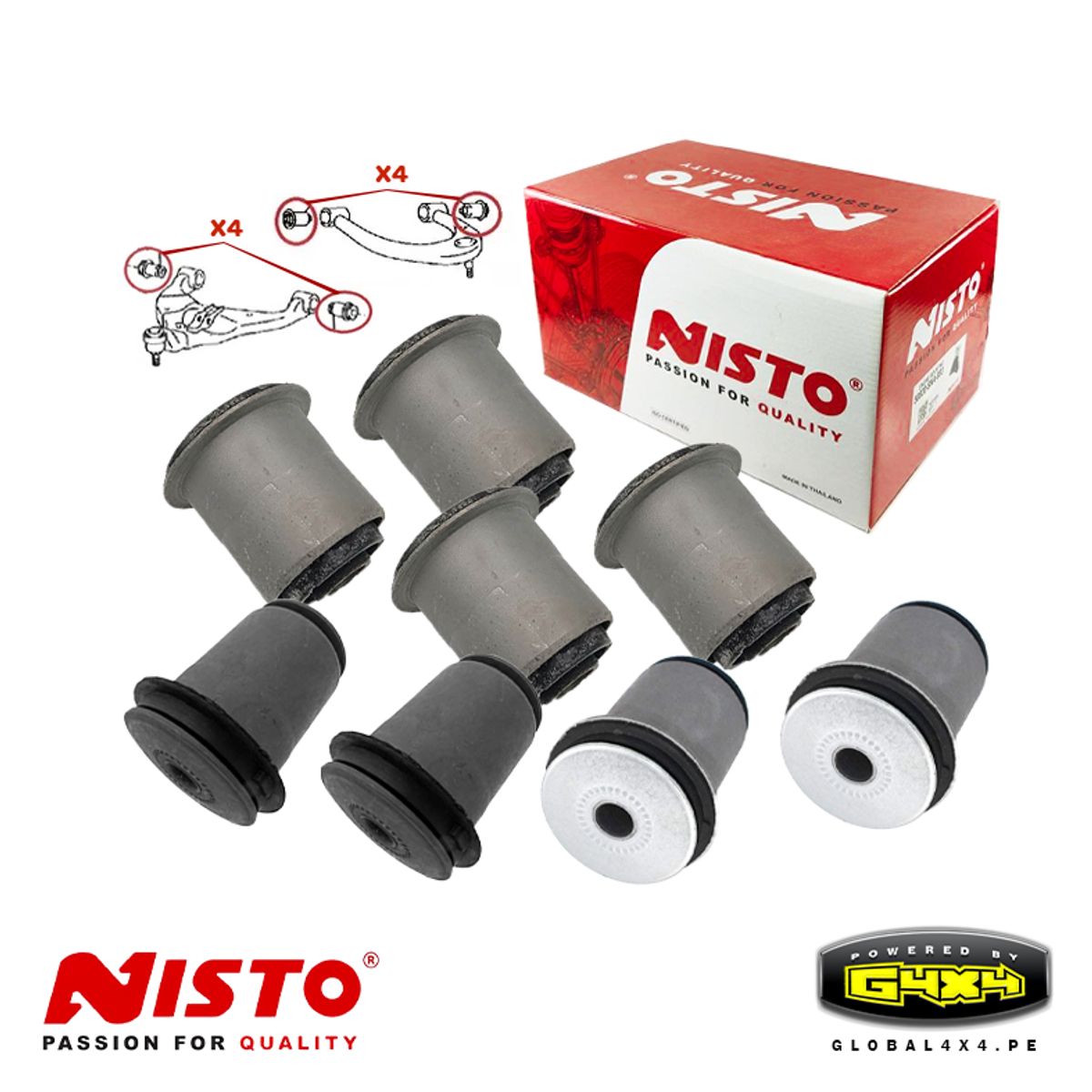POWERED BY G4X4 GLOBAL 4 X 4 PE - Jgo Bocinas Nisto Trapecios Delanteros para Hilux Revo 2015-2025