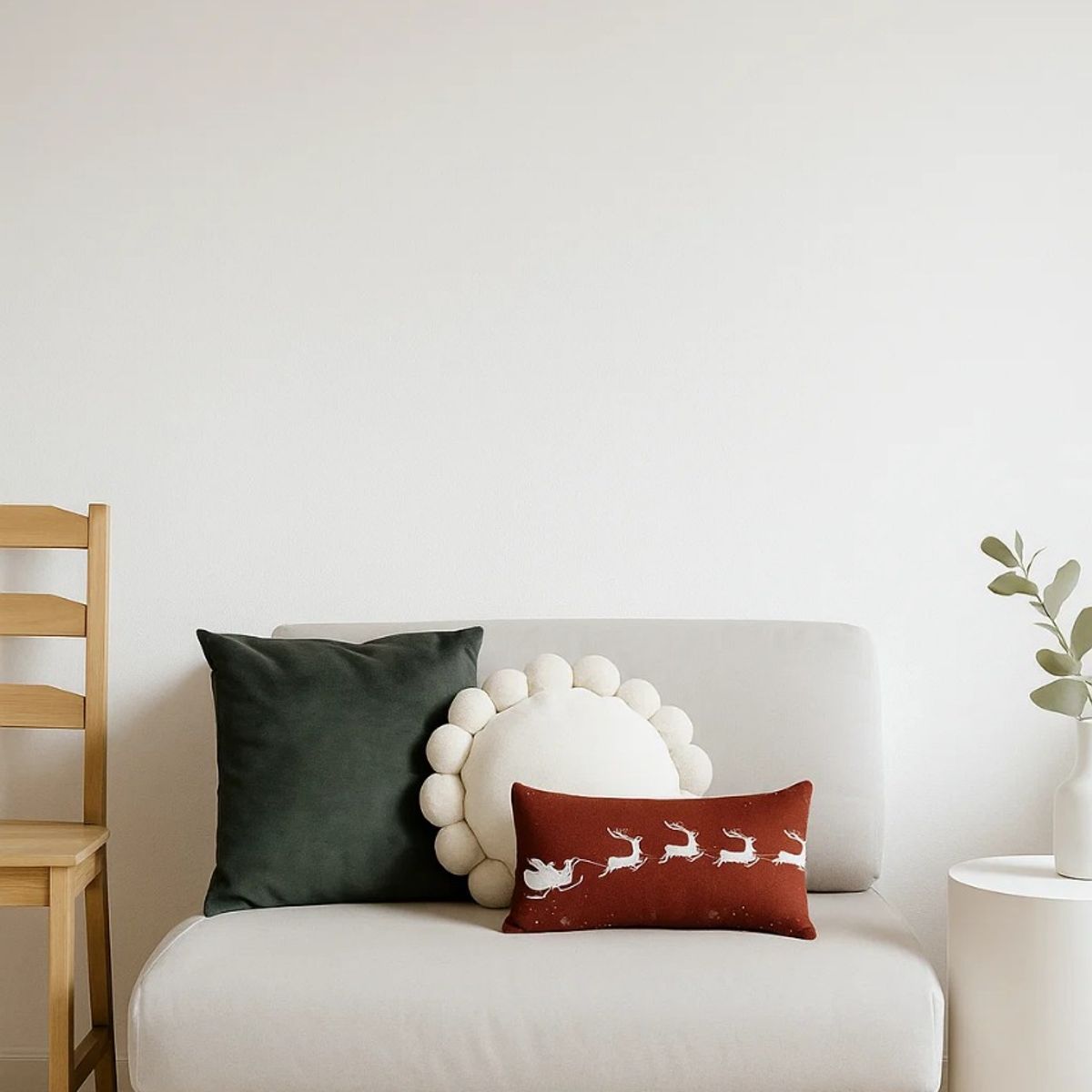 ZALMOHADAS - Set Navideño venado en rojo Estilo Nórdico 45x45cm Zalmohadas