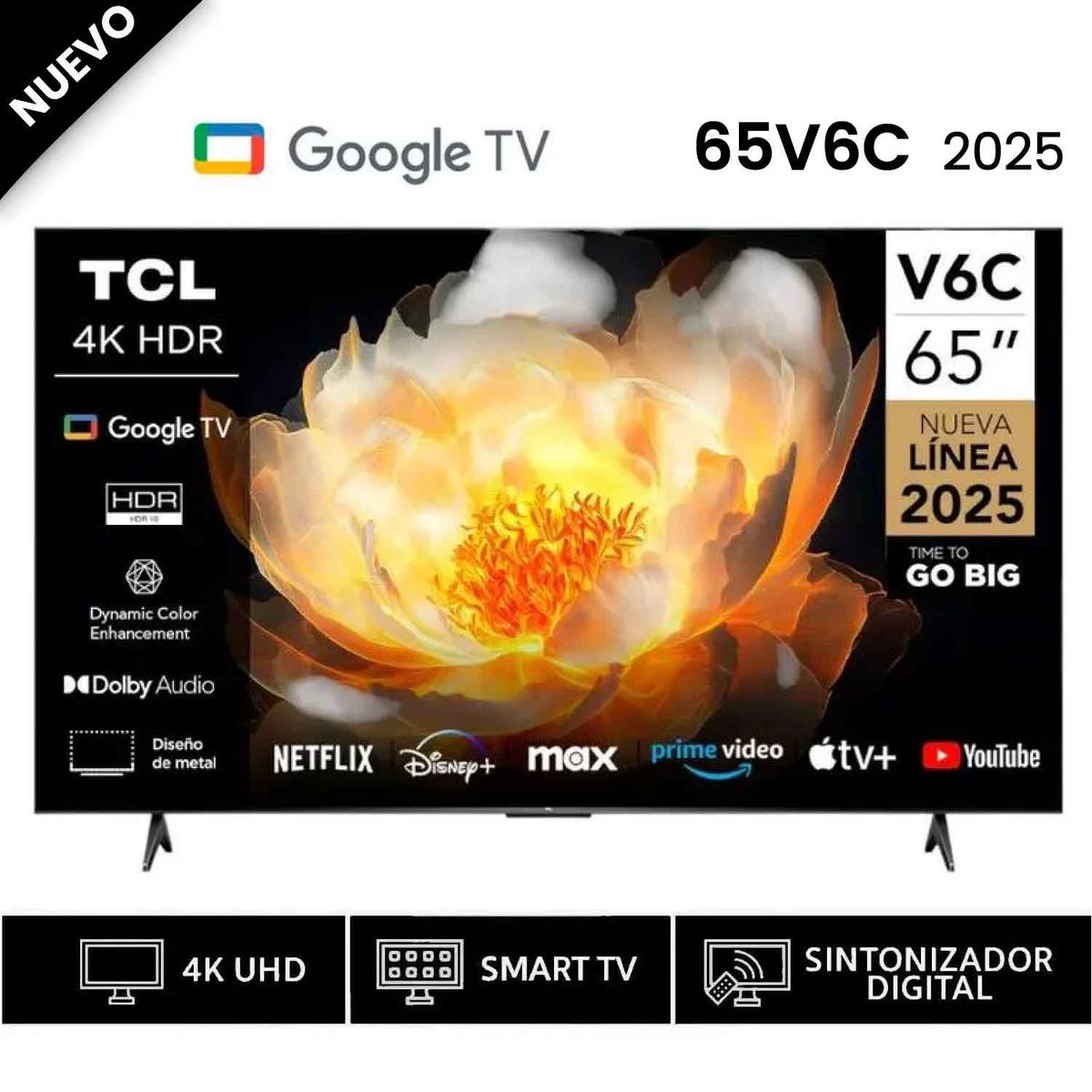 TCL - Televisor TCL 65 LED 4K 65V6C Google TV 2025