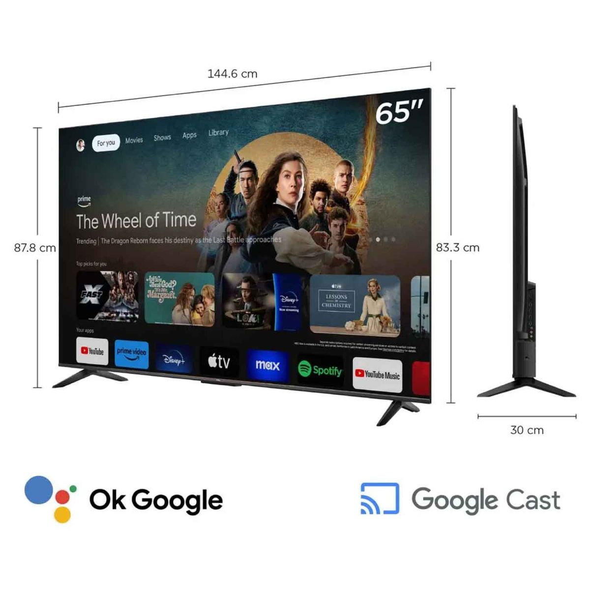 TCL - Televisor TCL 65 LED 4K 65V6C Google TV 2025