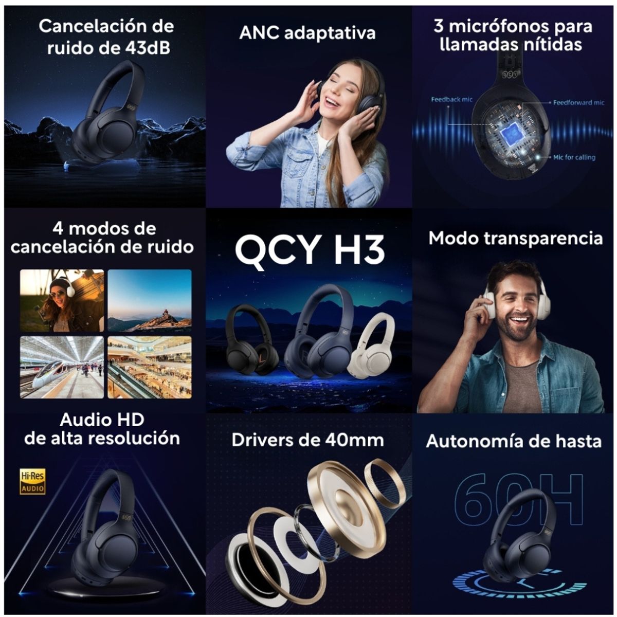 QCY - Combo QCY audífonos H3 + QCY speaker SP2 Blanco
