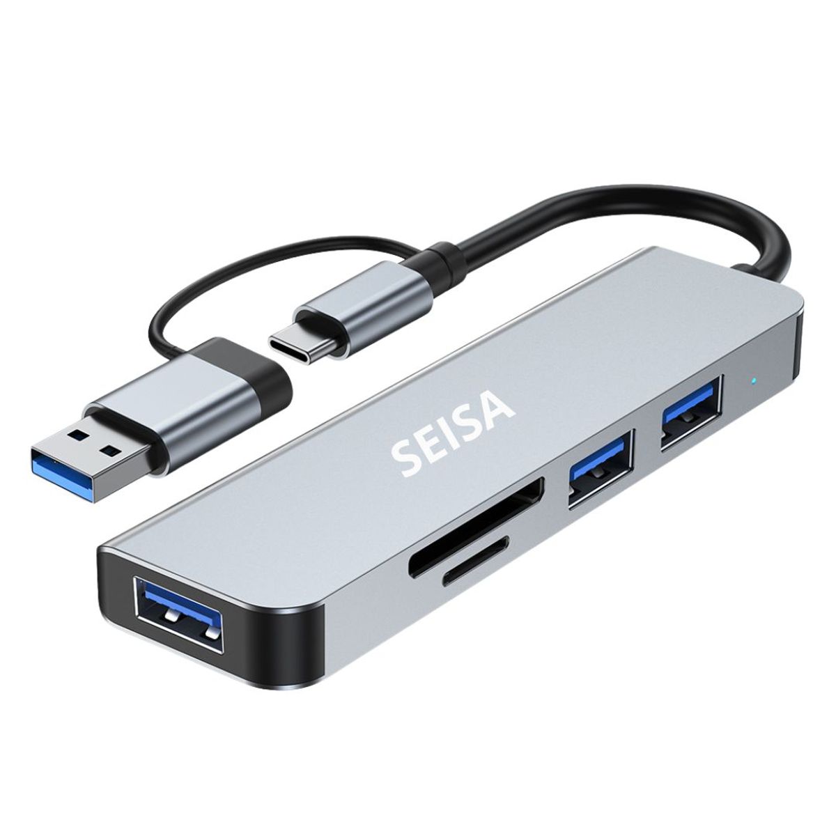 SEISA - Hub Adaptador SEISA 5 en 1 USB C con 3 Puertos USB 3.0 y Lector SD/TF
