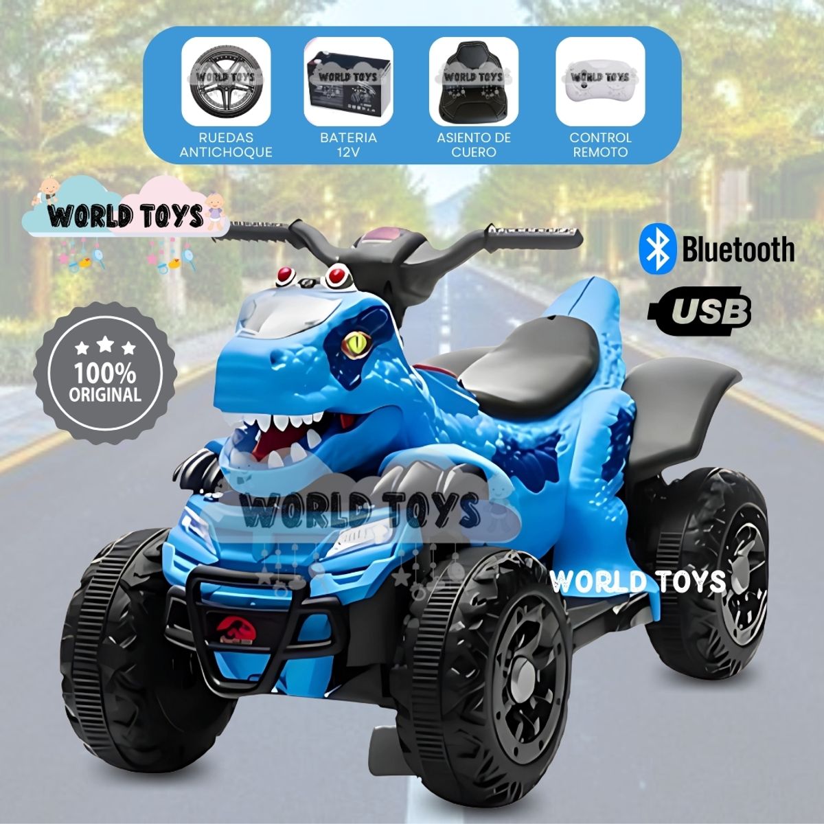 BEAUTIFUL - Cuatrimoto a Batería para Niños «REX» Control Remoto Blue