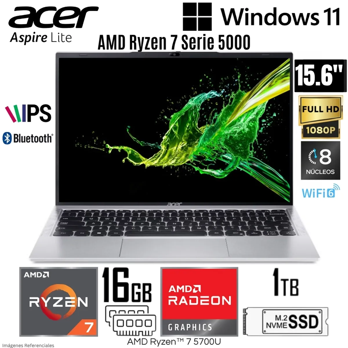 ACER - Laptop Acer Aspire AL15-41P-R9CR AMD Ryzen 7 5700U 16GB RAM 1TB SSD 15.6"  FHD