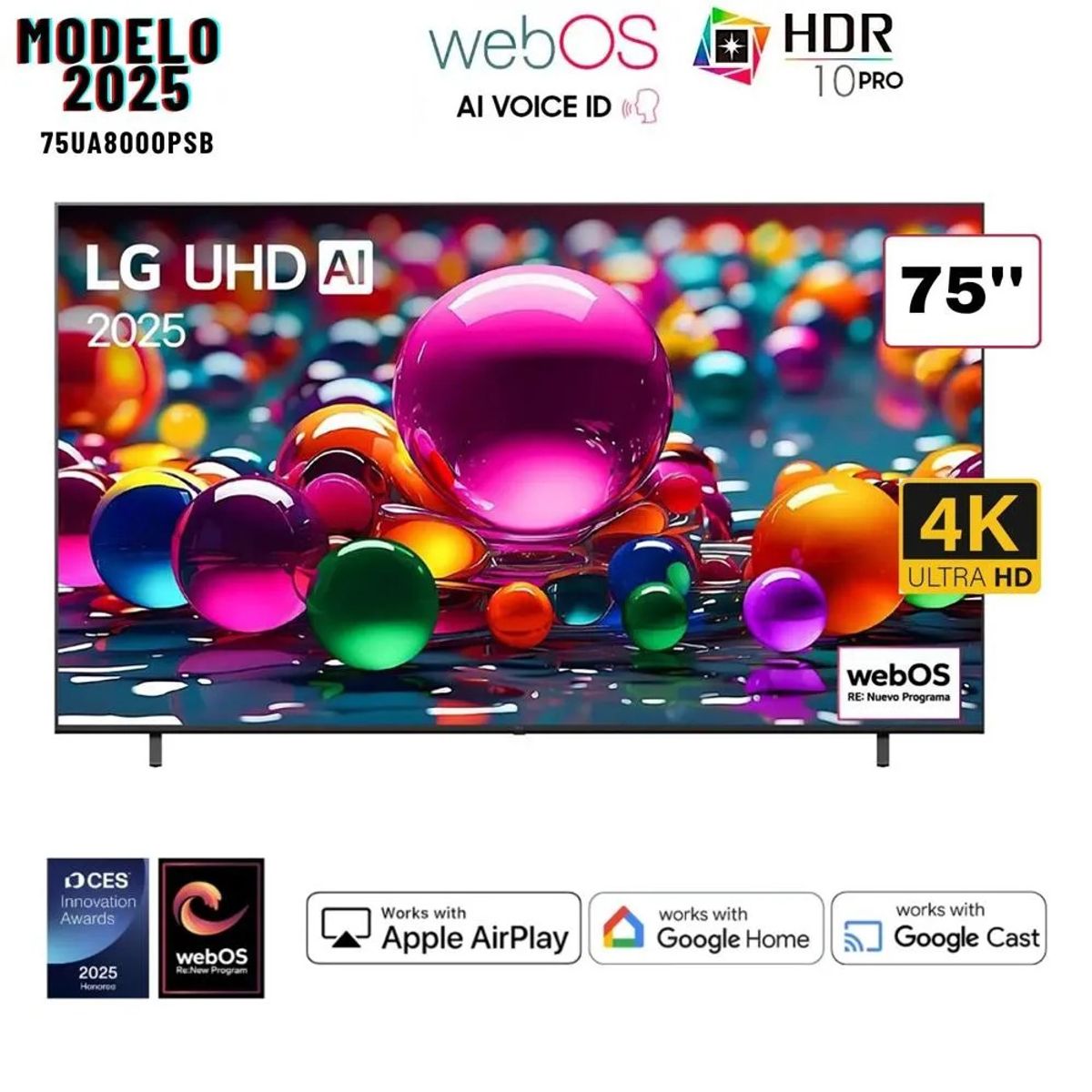 LG - TELEVISOR 75 LG 75UA8000PSB SMART TV UHD 4K THINQ AI 2025