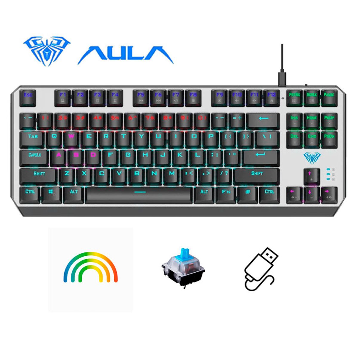 AULA - Teclado Mecánico Gamer Aula F2067 Swiche Blue
