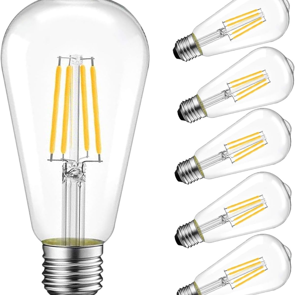 GENERICO - 6Pcs Focos LED E27 4W Luz Cálida Vidrio Transparente