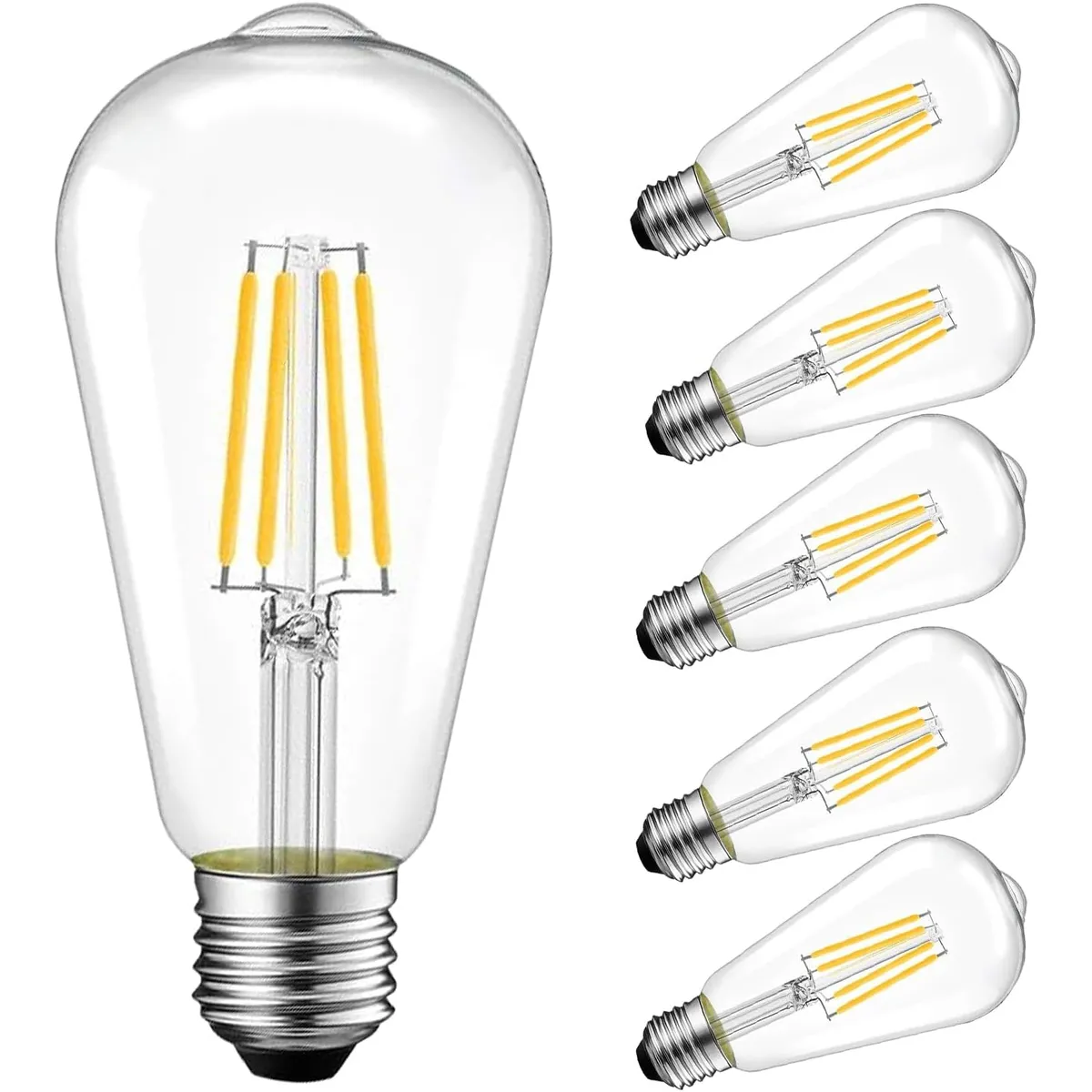 GENERICO - 6Pcs Focos LED E27 4W Luz Cálida Vidrio Transparente