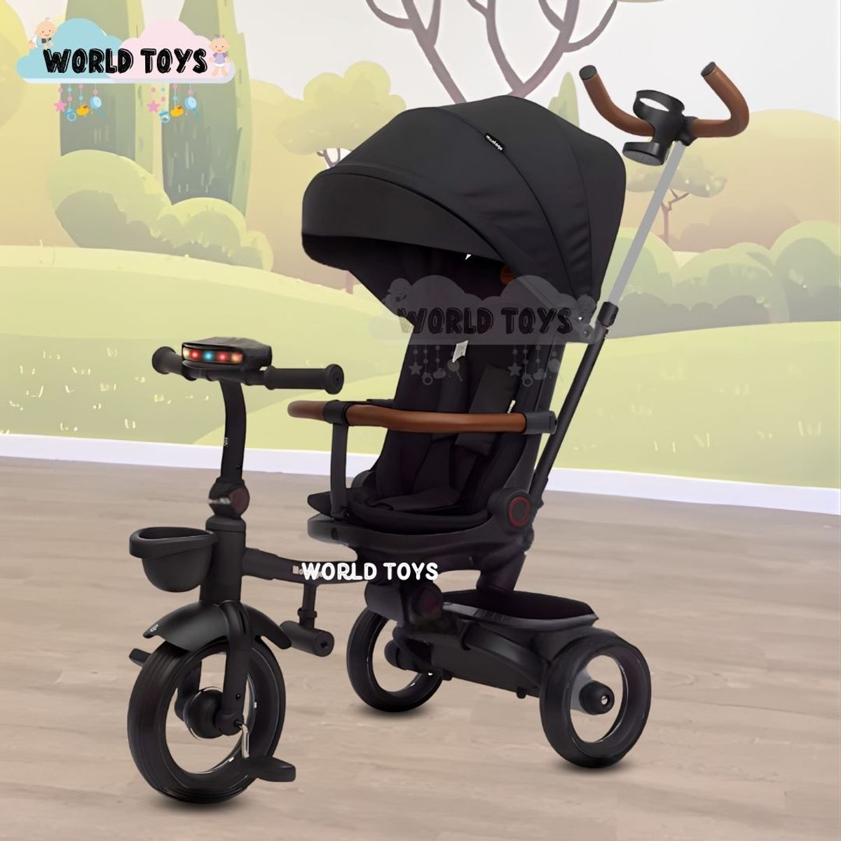 BABY - Triciclo Guiador Plegable «FOLDING» con Bluetooth Black