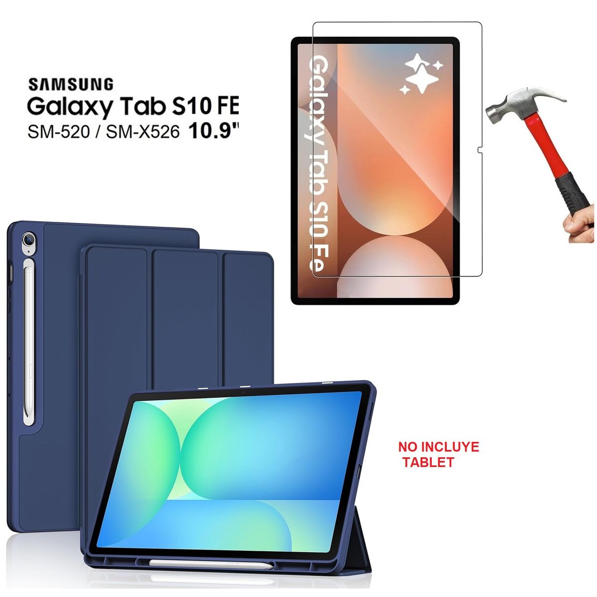 GENERICO - Case Porta Pencil + Mica para Samsung Tab S10 Fe 10.9 SM-X520 X526