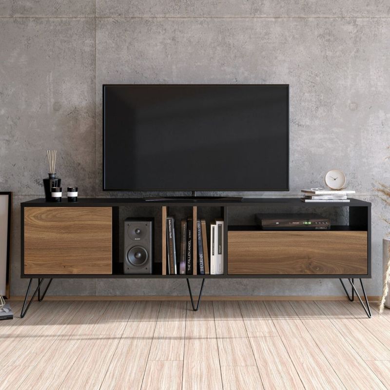 GENERICO - Mesa de TV 75 Umbridge Negro con Espresso Coricha Home