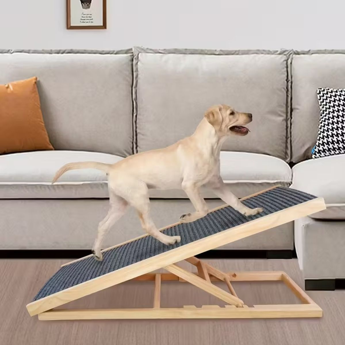 GENERICO - RAMPA DE MADERA PLEGABLE PARA MASCOTAS GRANDES