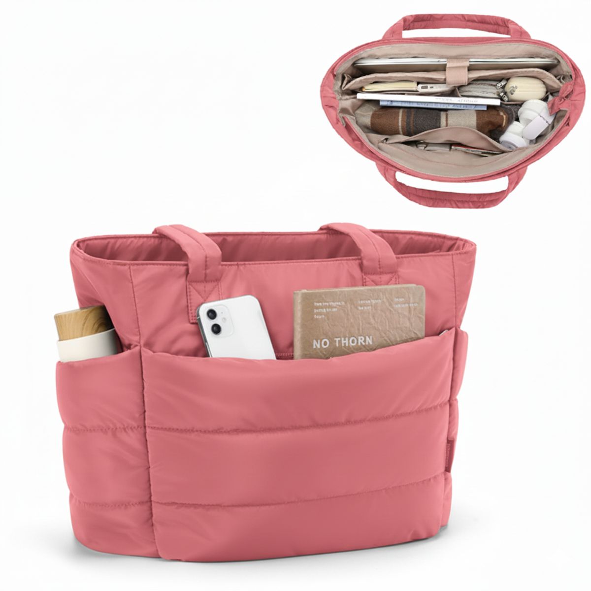 GENERICO - BOLSO PUFFER - TIPO TOTE BAG PARA DAMA PORTALAPTOP