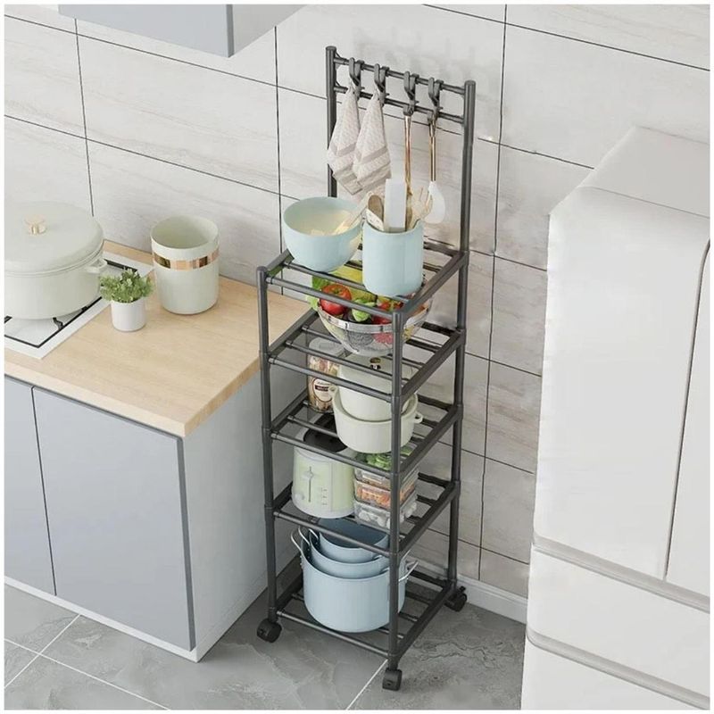 GENERICO - Estante Organizador de Cocina con Ruedas 5 Niveles 152x42x34cm