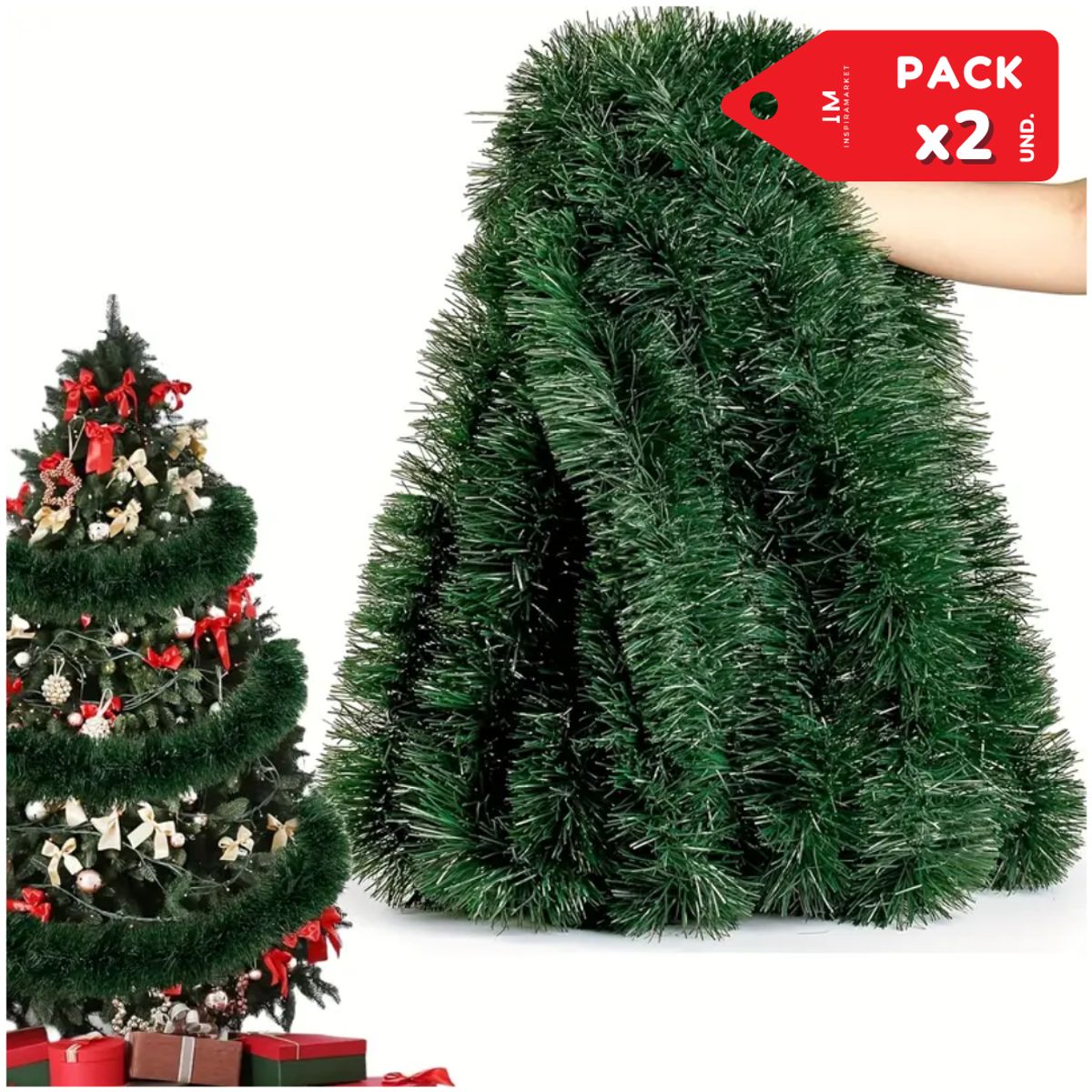 INSPIRA MARKET - Guirnaldas Navidenas Enredaderas de Navidad 5M Pack x2