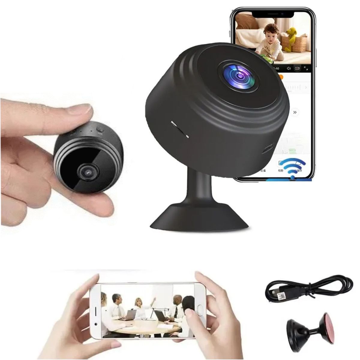 SEISA - Mini Cámara Espía Inalámbrica Wifi Infrarrojo Imán Ipc-NA9 1080p