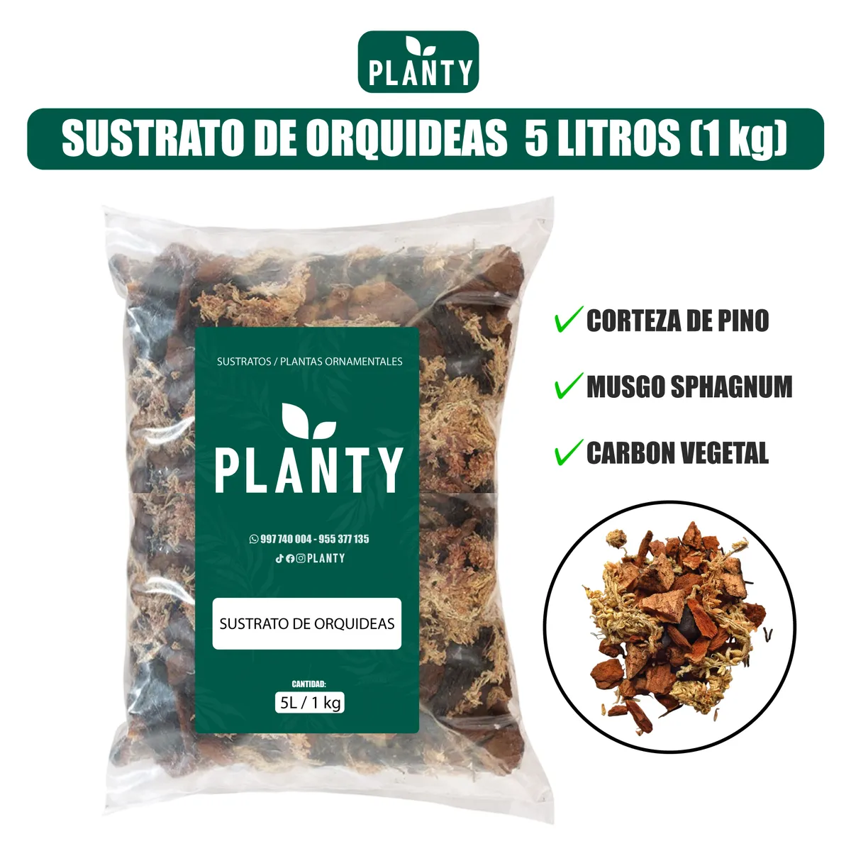 GENERICO - Sustrato Premium para orquideas - 5 Litros (1 kg)