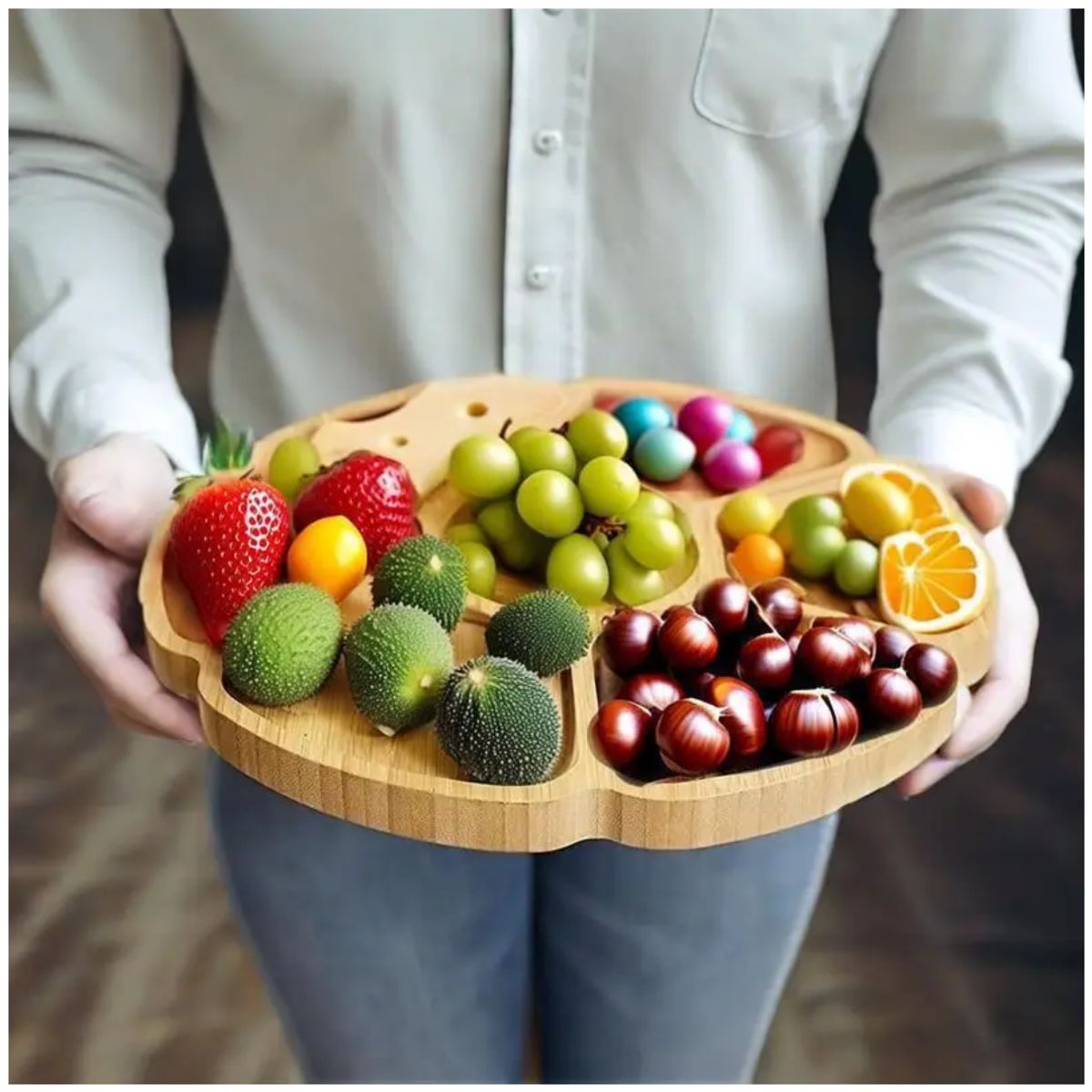 INSPIRA MARKET - Bandeja para Alimentos Decorativa Bambu