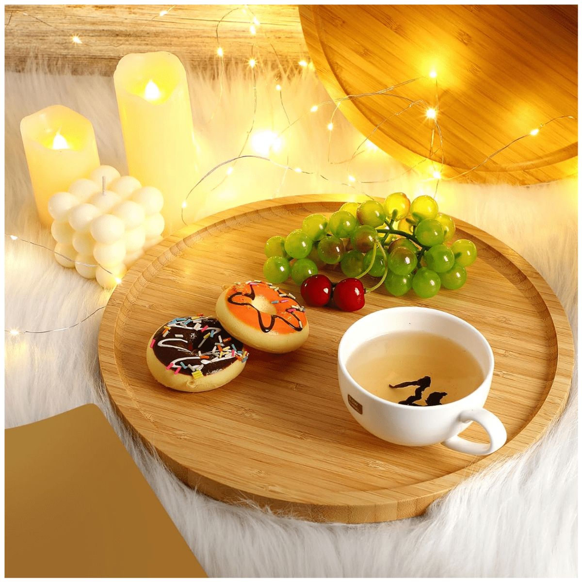 INSPIRA MARKET - Bandeja para Alimentos Decorativa Bambu Redondo