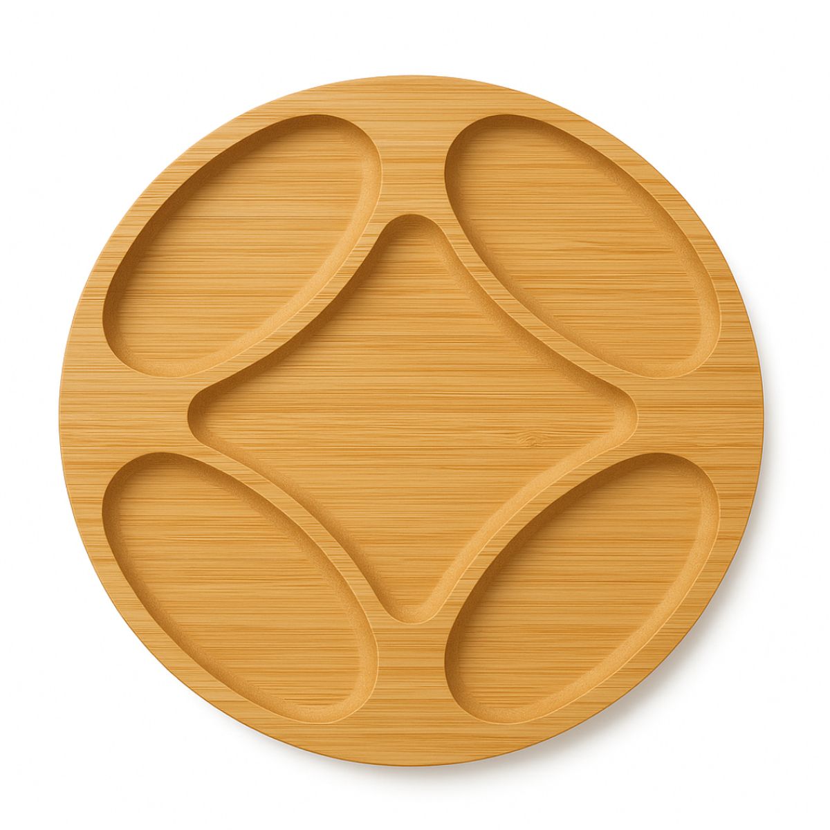 INSPIRA MARKET - Bandeja para Alimentos Decorativa Bambu Circular con Divisiones