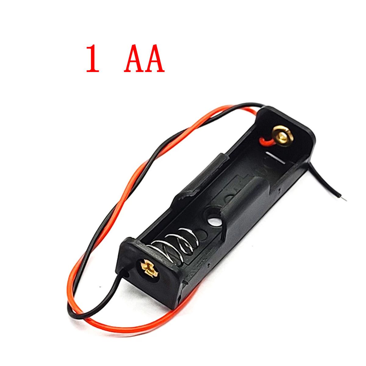 GENERICO - Portapilas AA 1x con Cables Case Caja Portabatería 1 Celda Serie