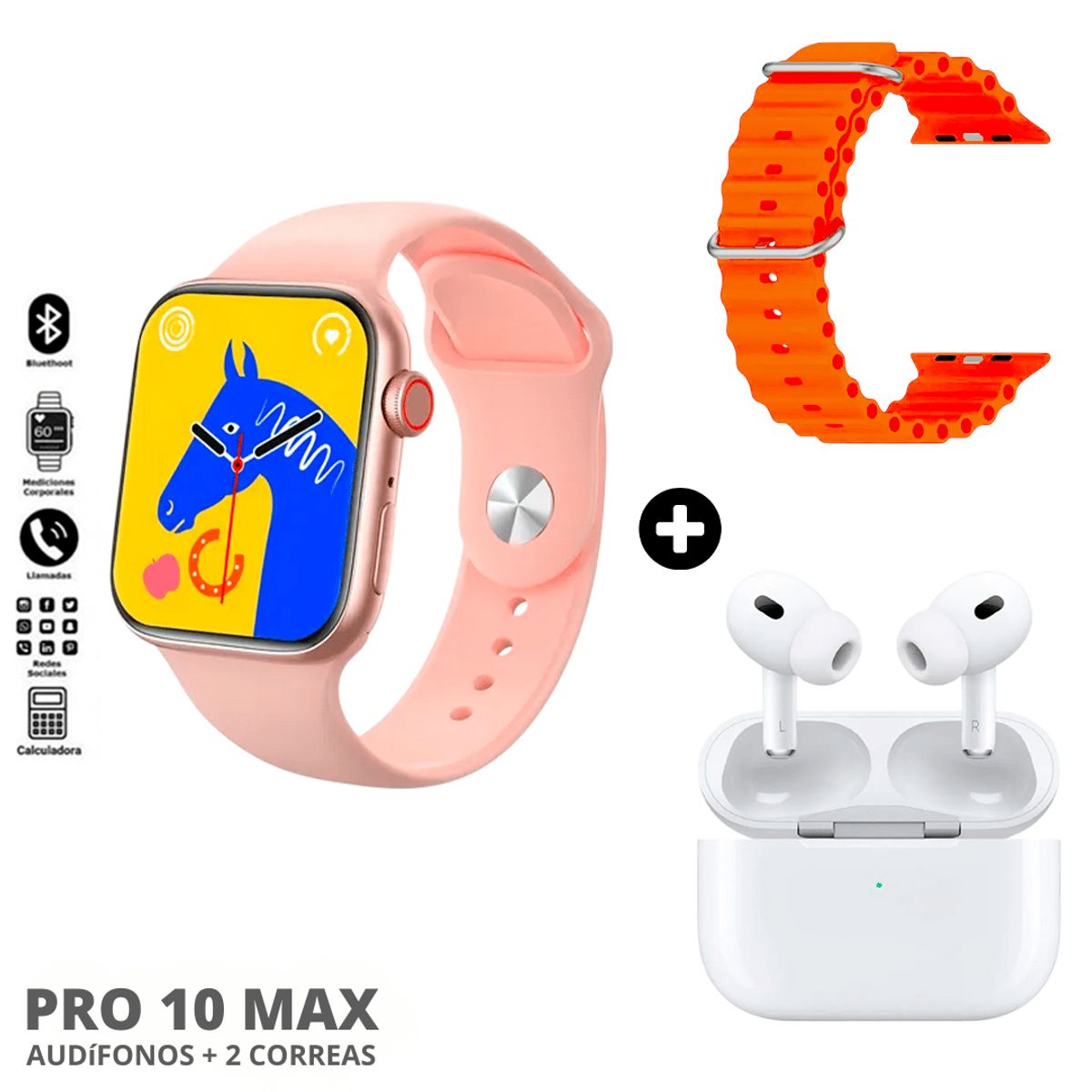 GENERICO - SmartWatch Pro 10 Max Set 49MM BIG 2.3 HD - Rosado