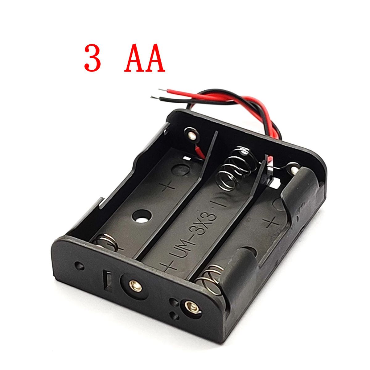 GENERICO - Portapilas AA 3x con Cables Caja Portabatería de 3 Celdas Serie