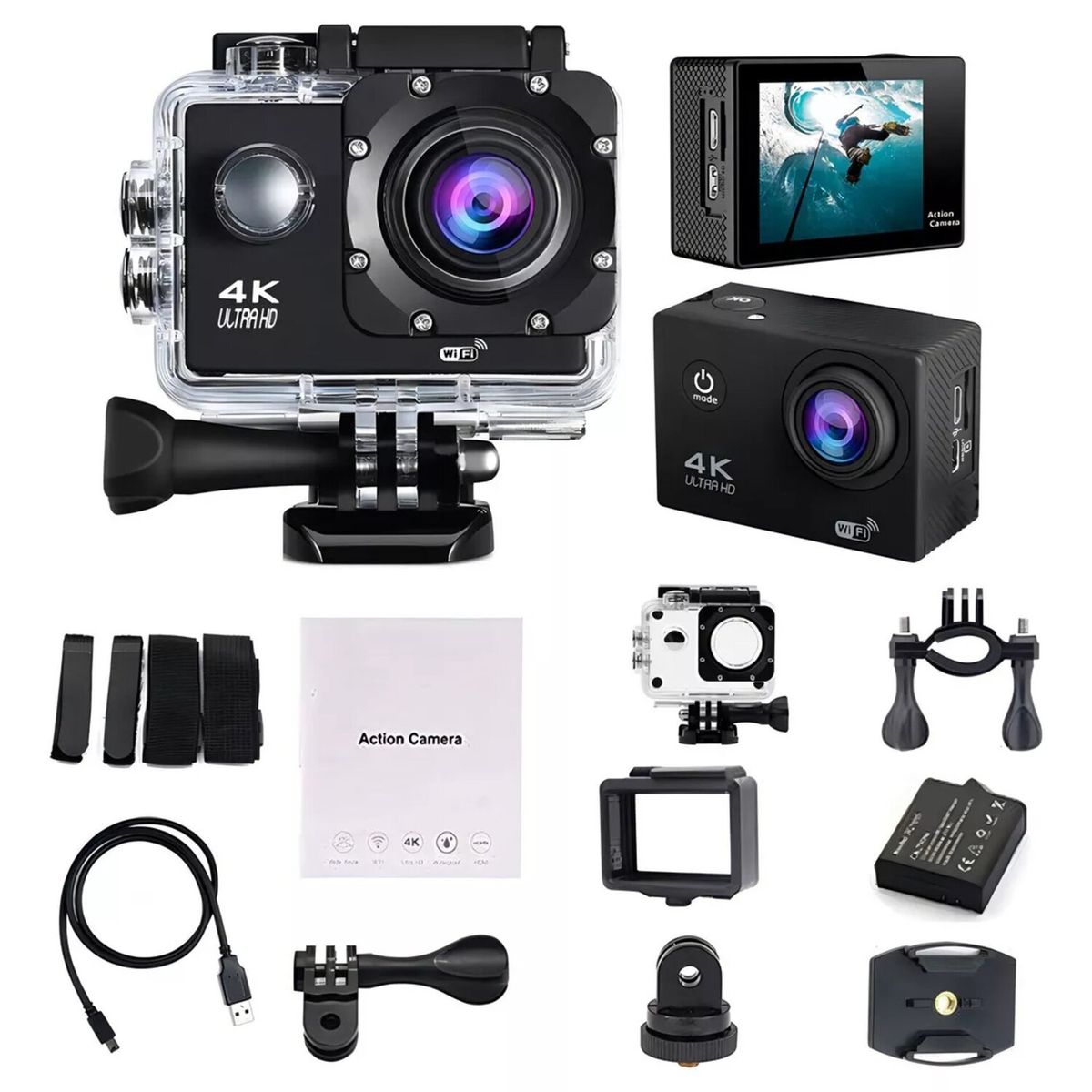 GENERICO - Cámara Deportiva de acción 4k Acuático Deportes Videos