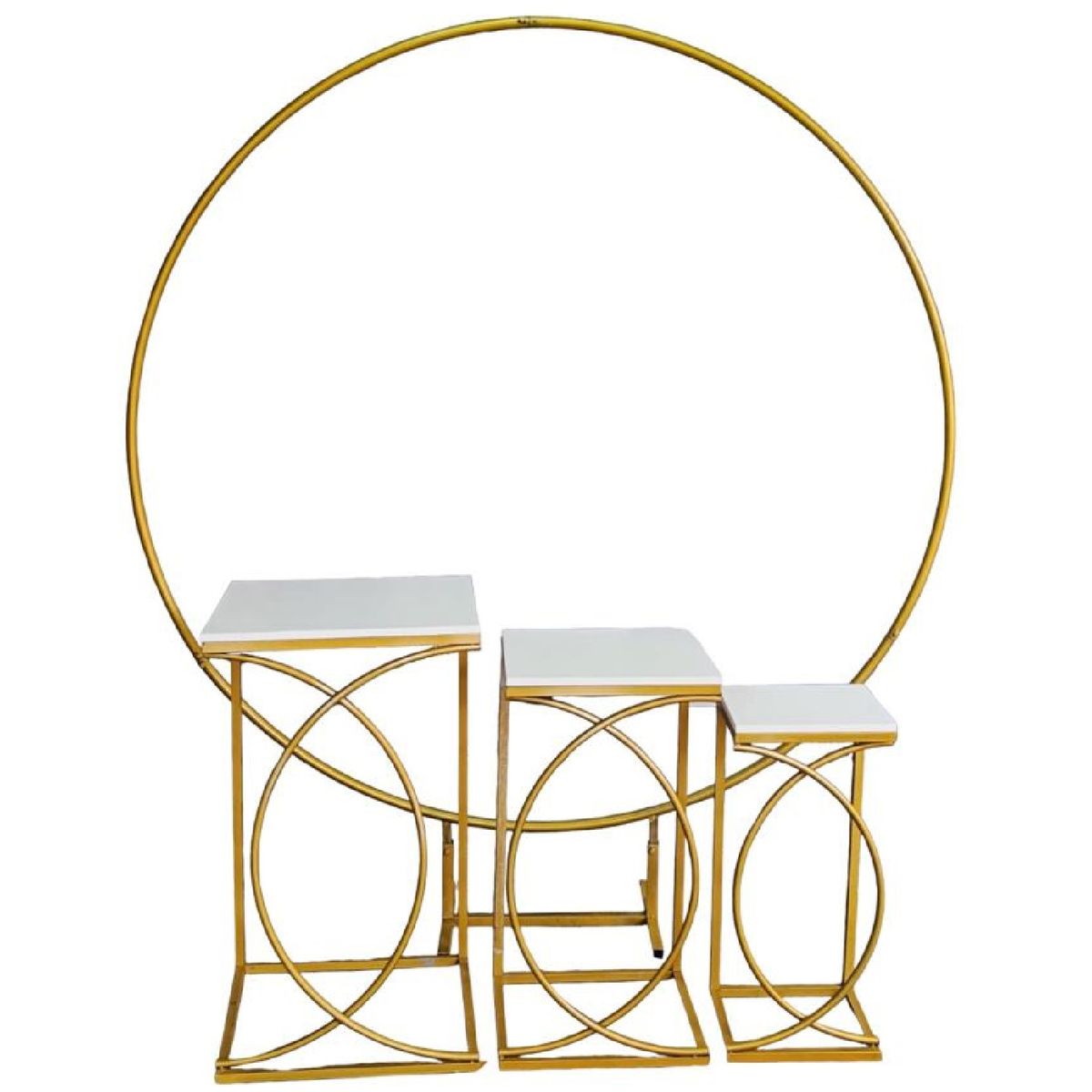 GENERICO - 3 MESAS CHANEL NAKED + ARCO PARA FIESTAS EVENTOS