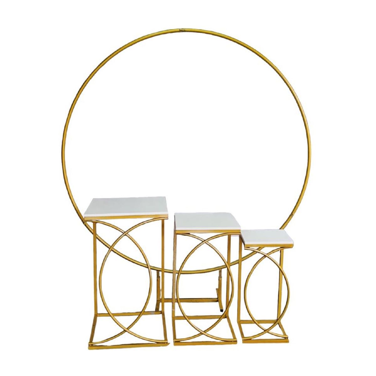 GENERICO - 3 MESAS CHANEL NAKED + ARCO PARA FIESTAS EVENTOS