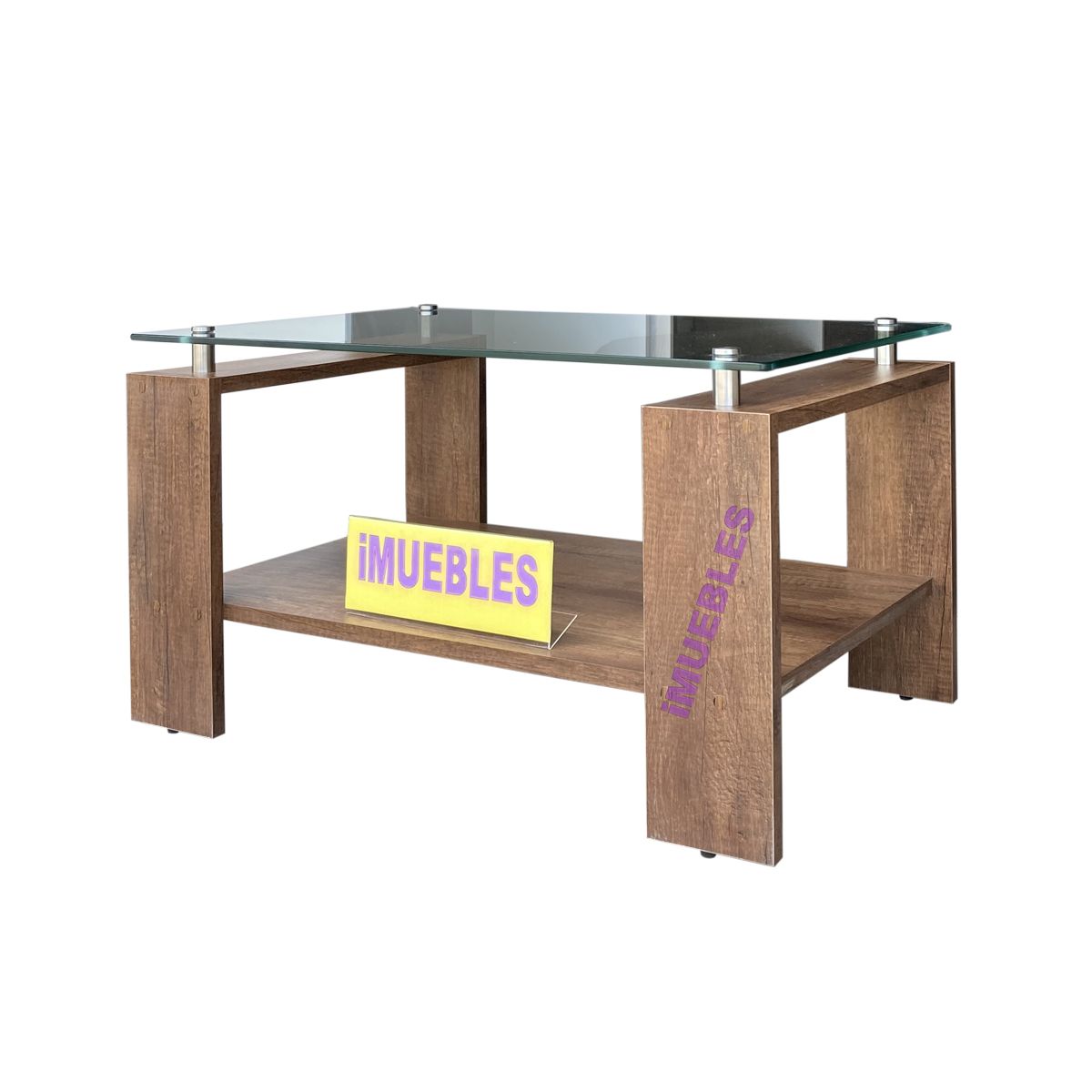 TEMEL - Mesa de Centro con Vidrio Color Caramelo Modelo MISS